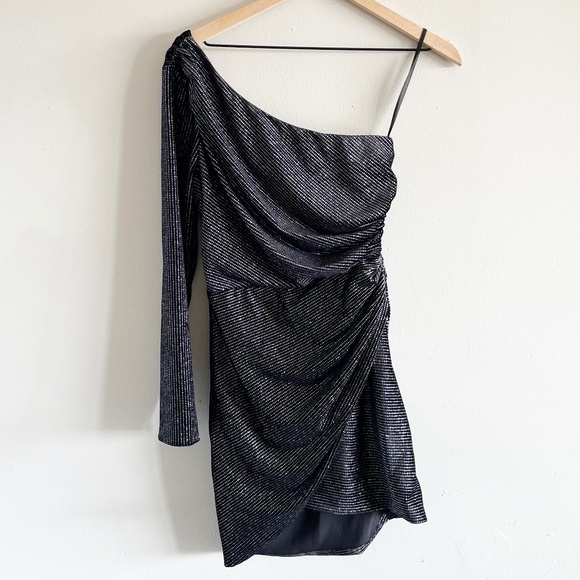 ALLSAINTS Ezra One-Shoulder Dress | Black | Size US 4 - Picture 4 of 16